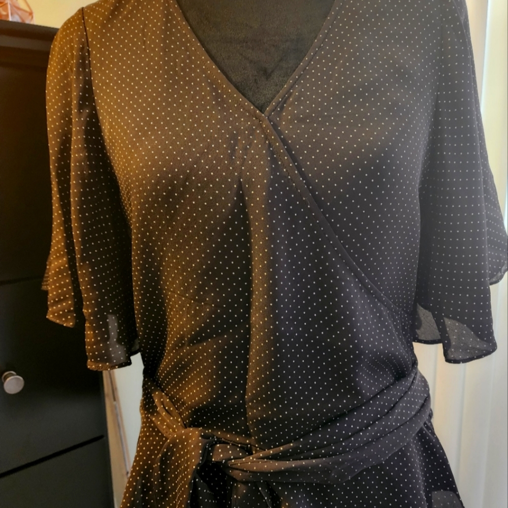 Brown blouse with white polka dots. Size 8.